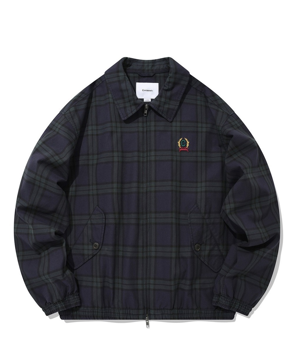 COVERNAT 復古 水洗格紋外套 夾克 海軍藍