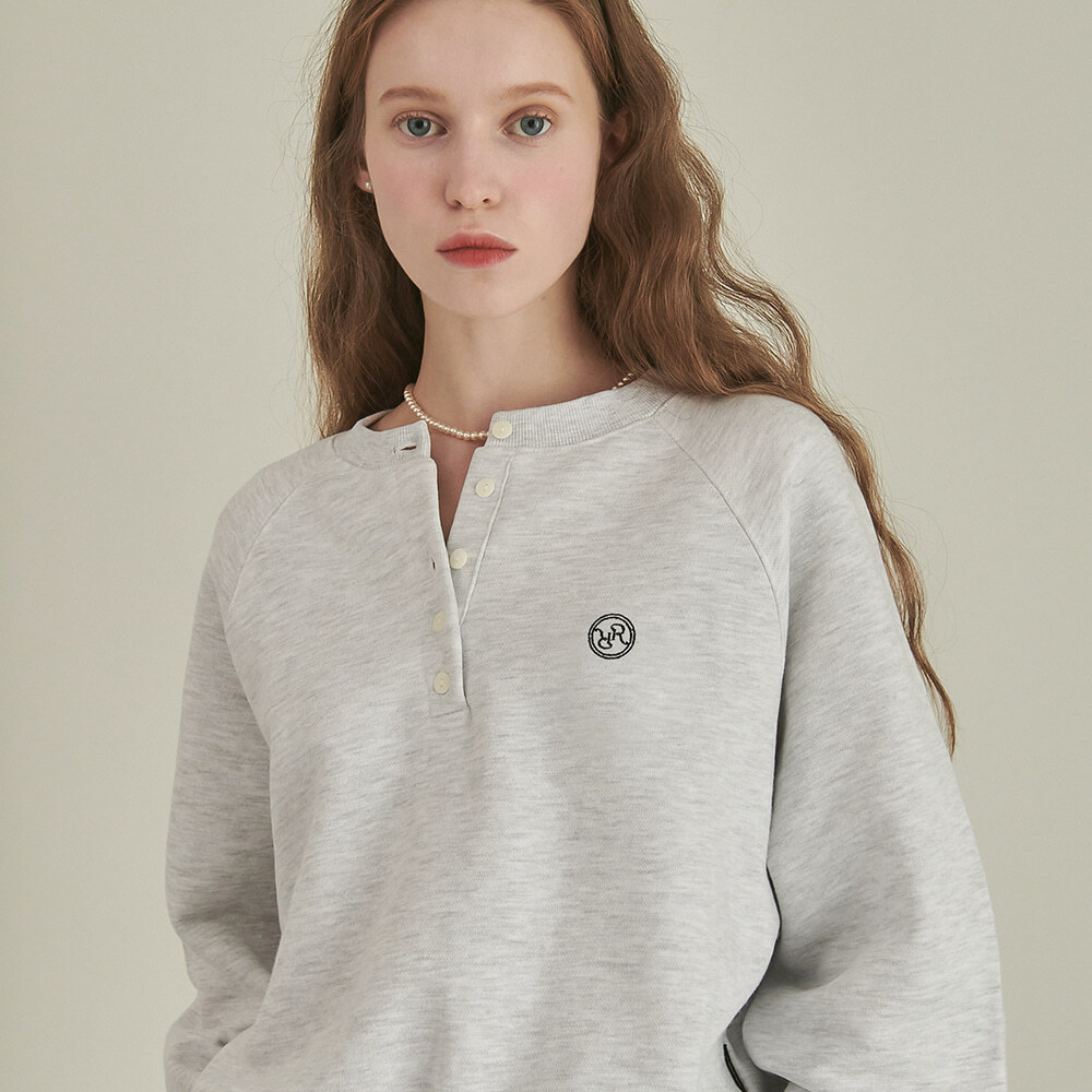 RONRON Henryneck Sweatshirt White Melange
