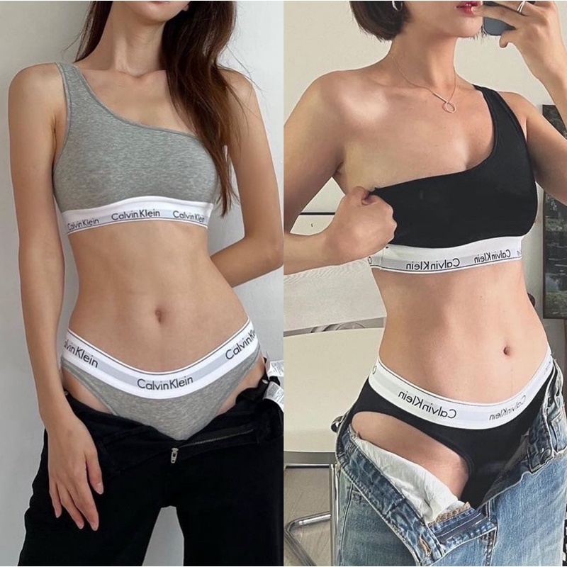CK Calvin Klein Jennie同款 單肩內衣 黑 灰 內衣 內褲 無鋼圈 無內襯 QF7007 / 現貨