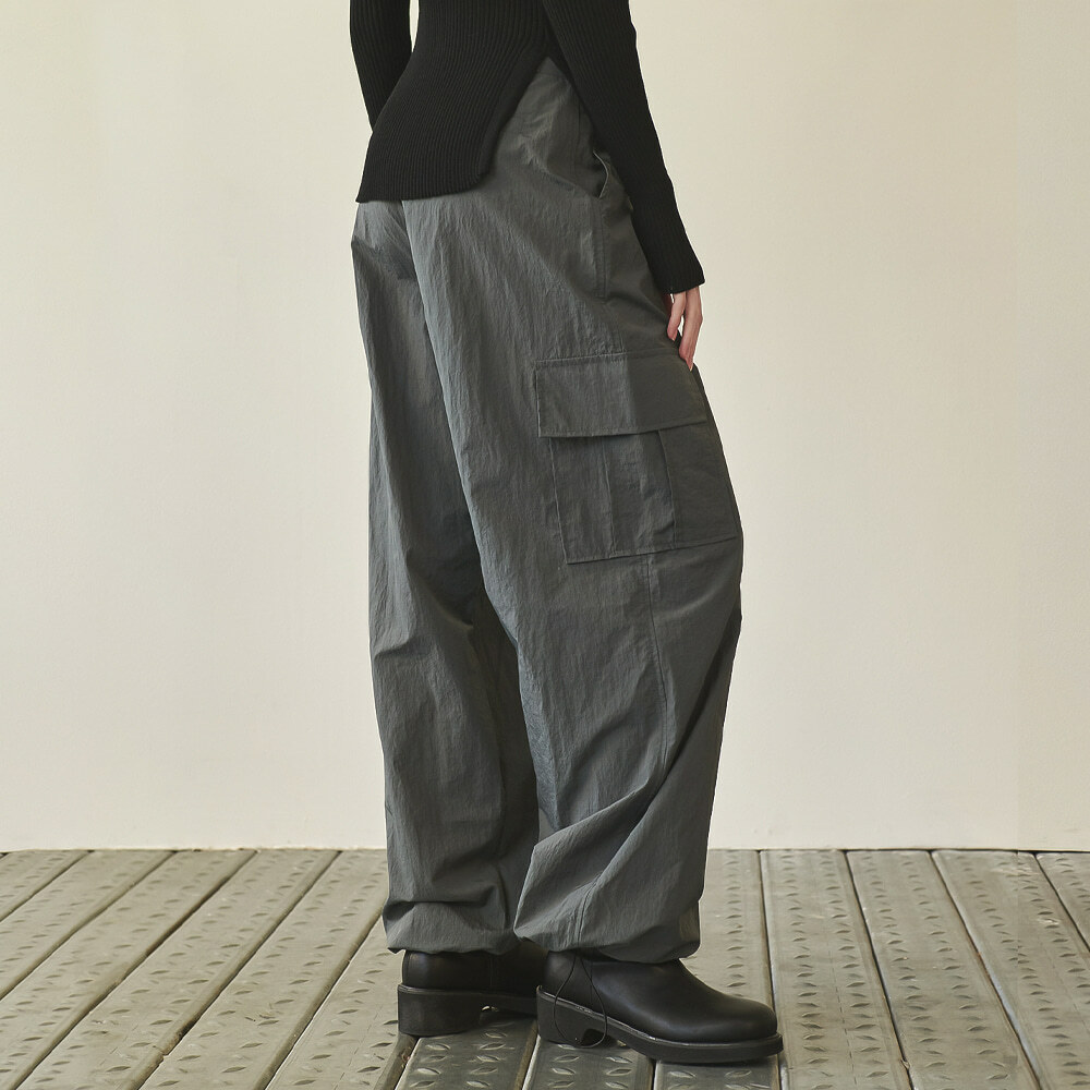 RONRON Cargo Pocket String Pants CHARCOAL
