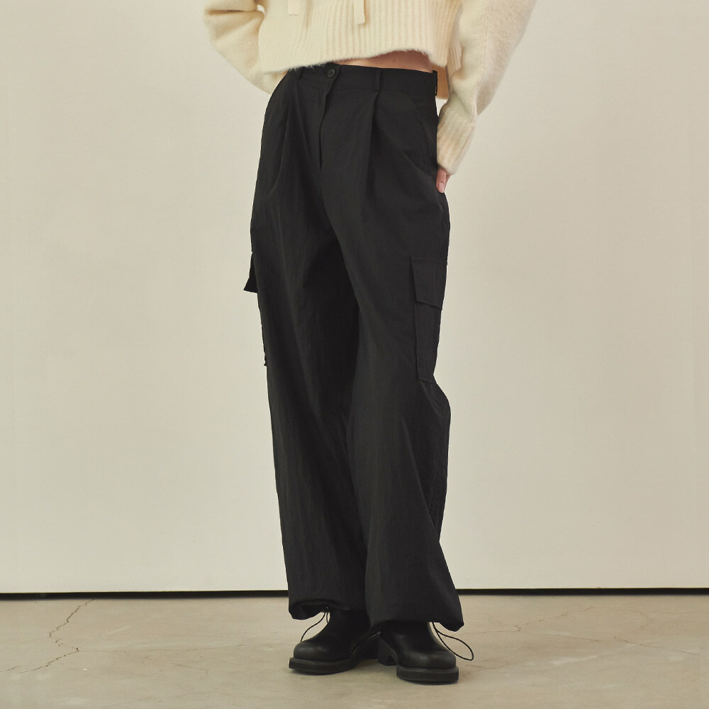 RONRON Cargo Pocket String Pants BLACK