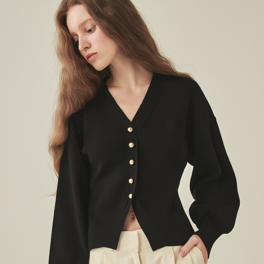 RONRON ROUND LINE CARDIGAN BLACK