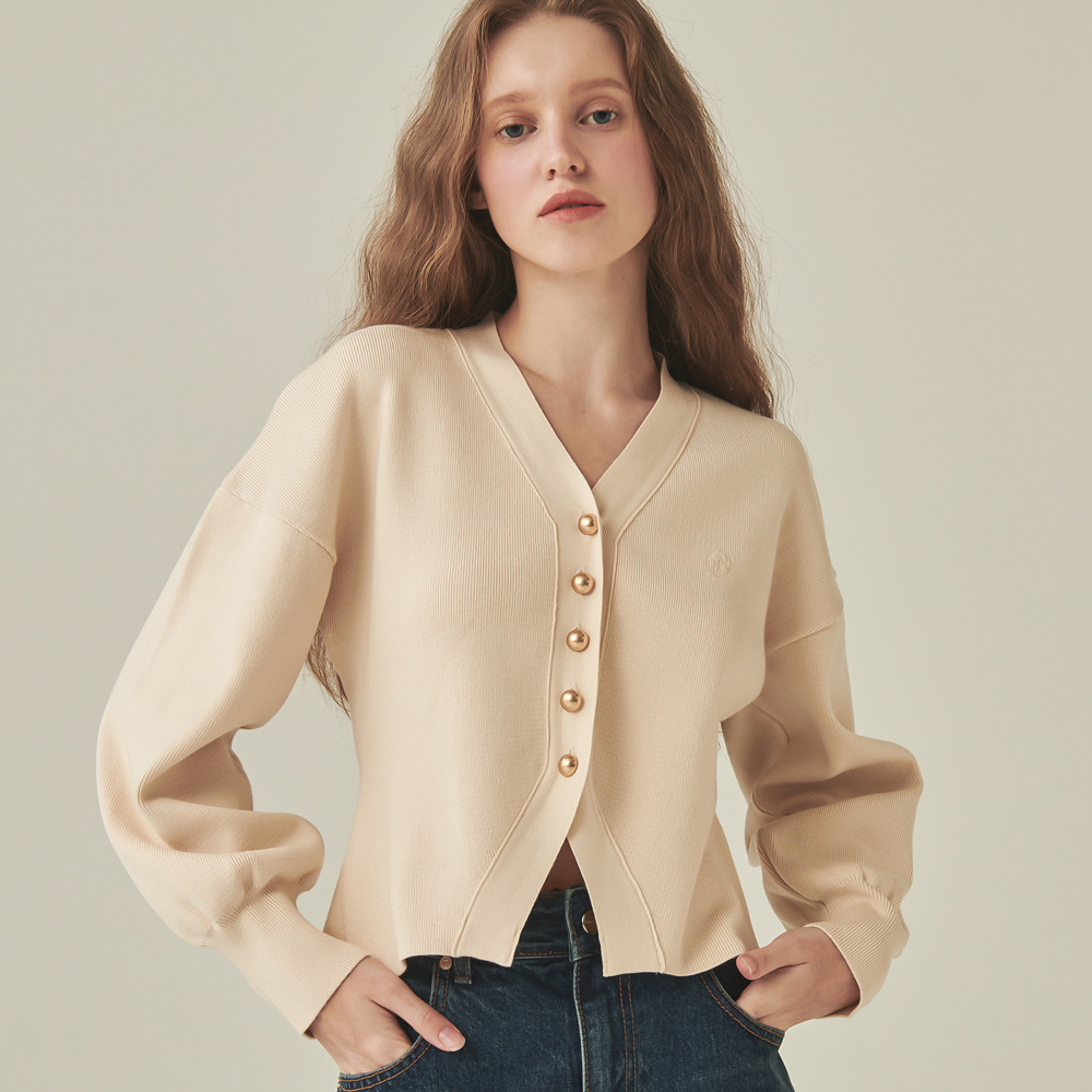 RONRON ROUND LINE CARDIGAN IVORY