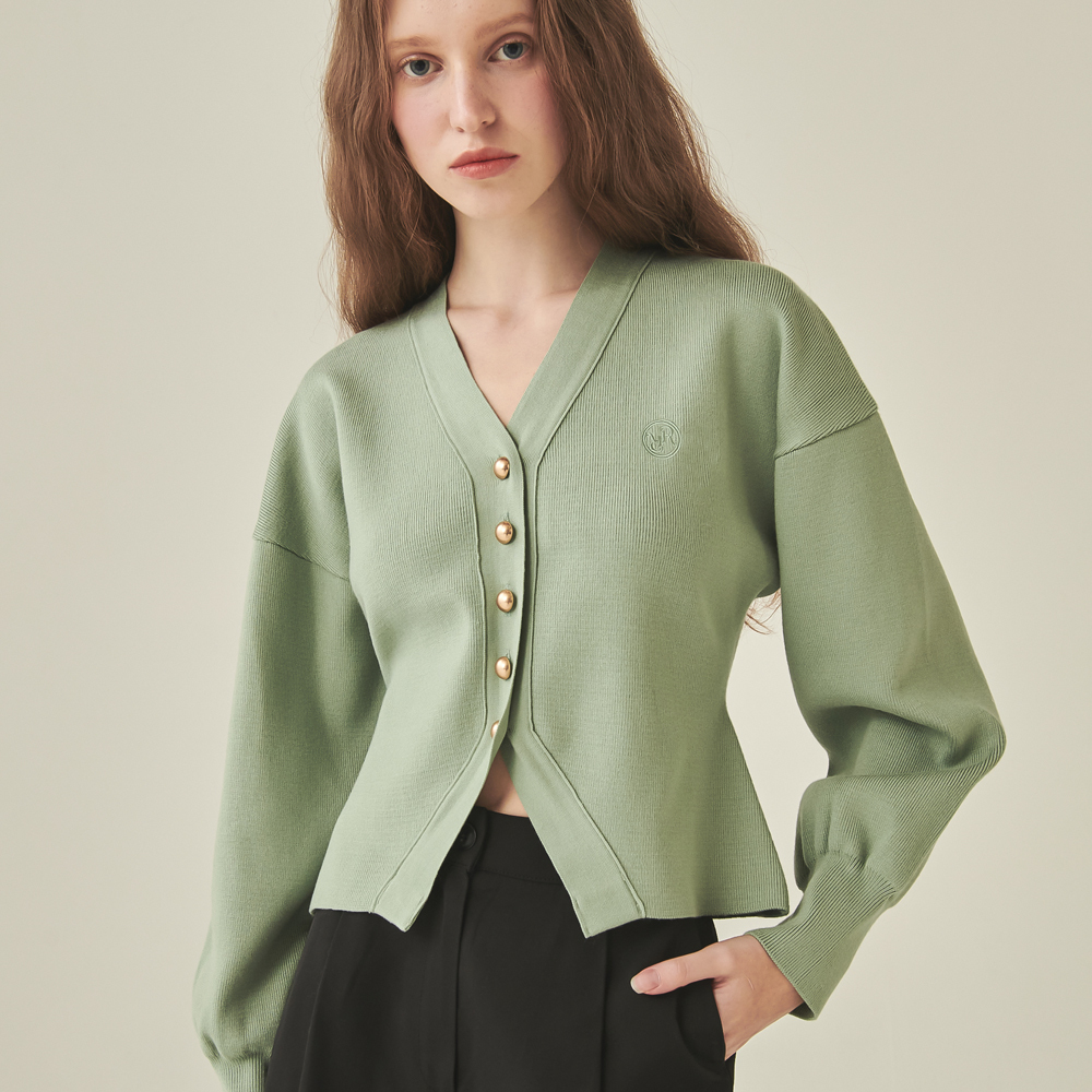 RONRON ROUND LINE CARDIGAN SAGE GREEN