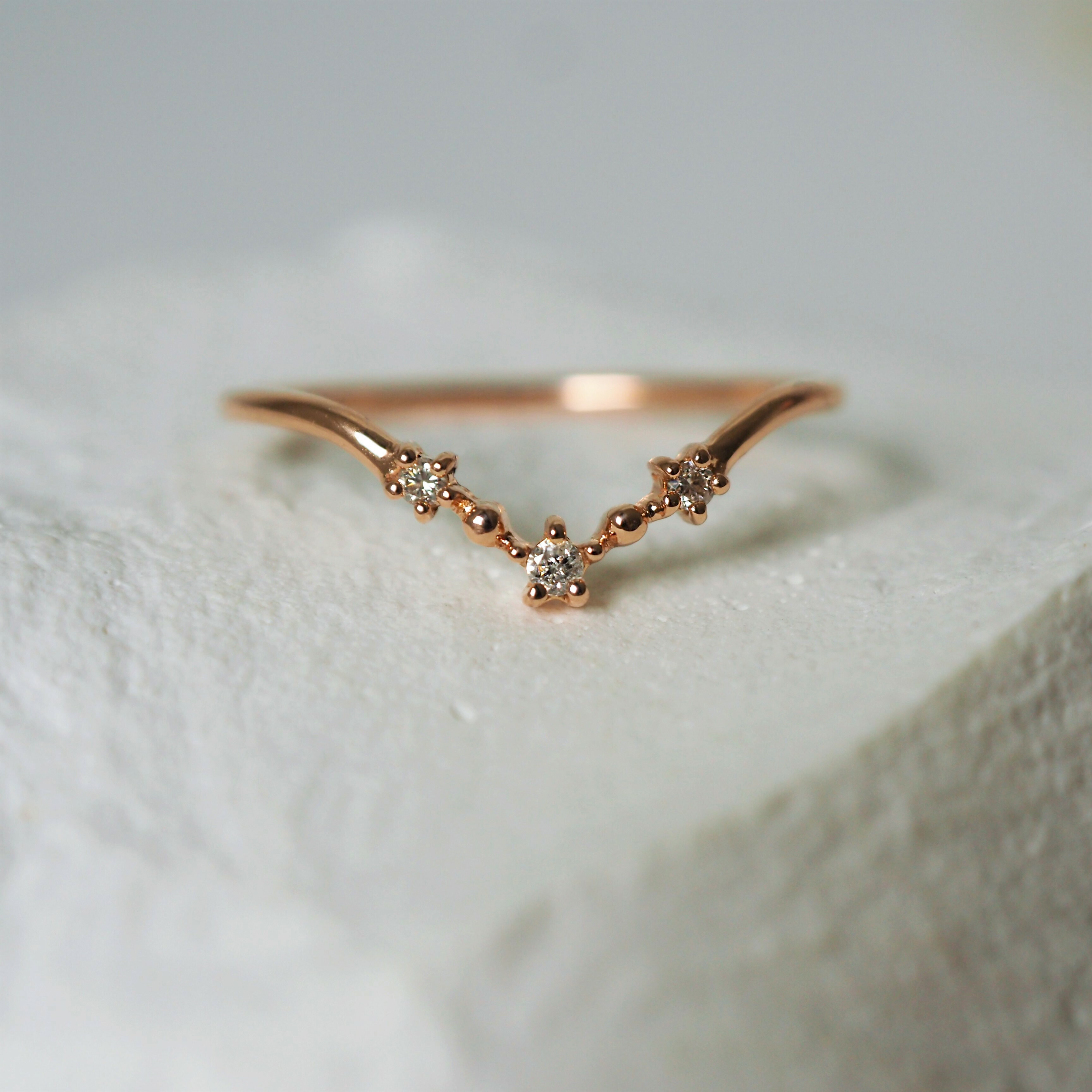 14K Stardust真鑽V形戒指