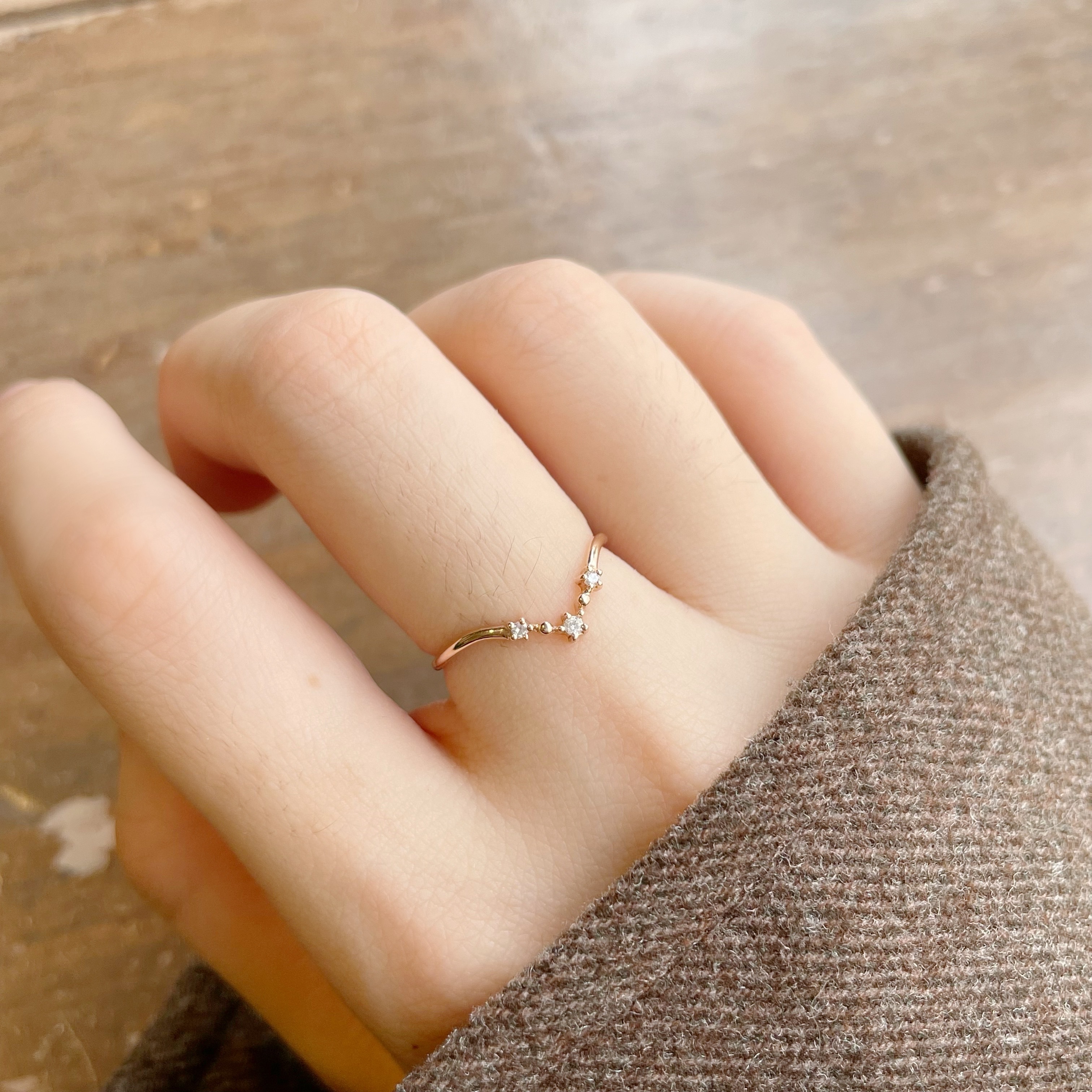 14K Stardust真鑽V形戒指