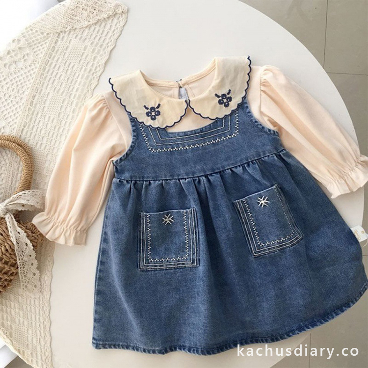 Girls' Denim embroidery dress