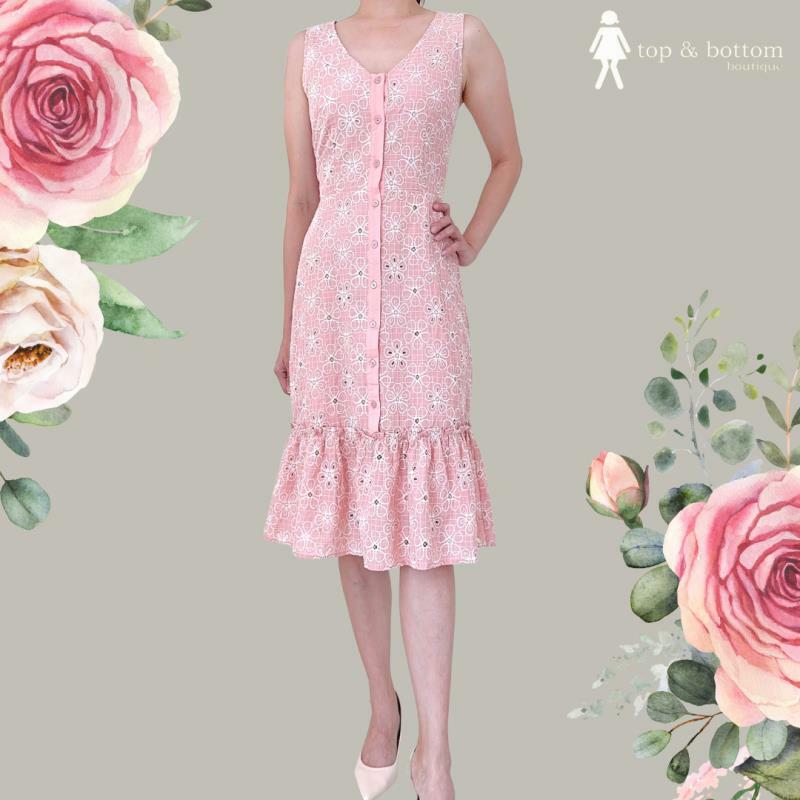 EMBROIDERED BUTTON DRESS