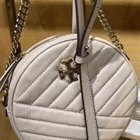 [S] TORY BURCH KIRA CHEVRON CIRCLE BAG,DEVON SAND, 80975-292 (STB182)