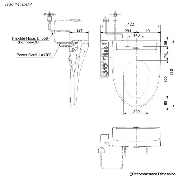 Toto TCF23410AAA Elongated Multi-function Washlet (AC220V)