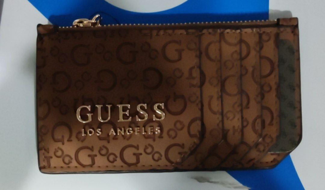 [S] GUESS CREDIT CARD COIN ID CASE RADWAN EMBOSSED G LOGO,BROWN, 190231618126 (SGU200)
