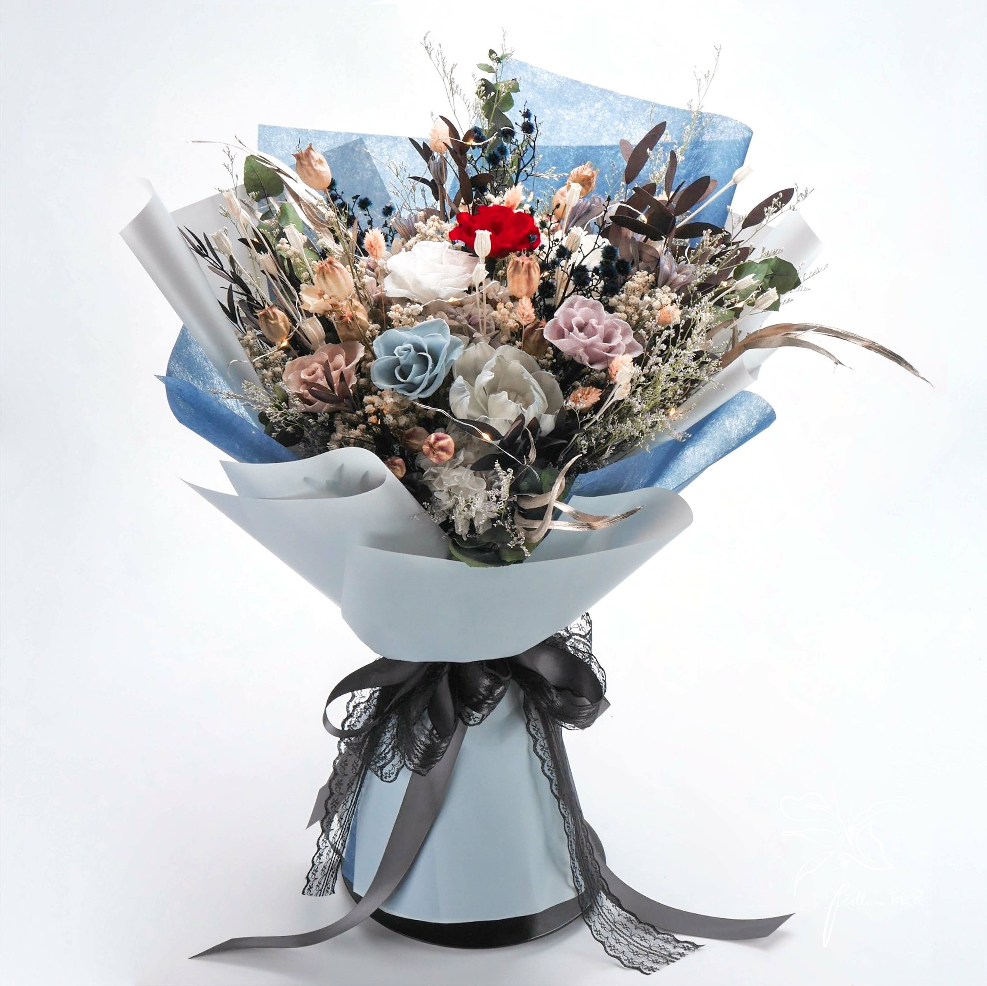 【燕尾服紳士的浪漫宣言】大型永生乾燥花束