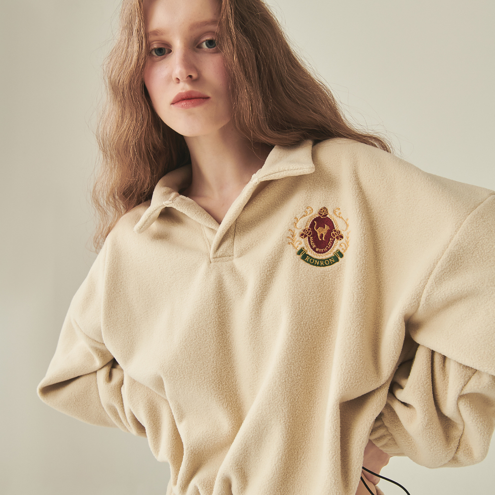 RONRON FLEECE COLLAR PULLOVER BEIGE