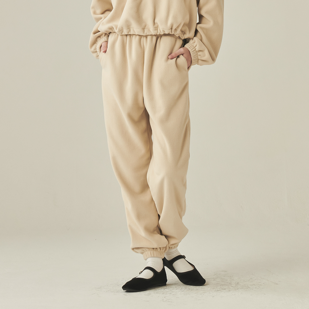 RONRON FLEECE JOGGER PANTS BEIGE