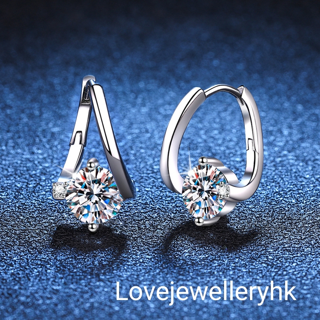 4爪短吊莫桑鑽耳圈    E2C050