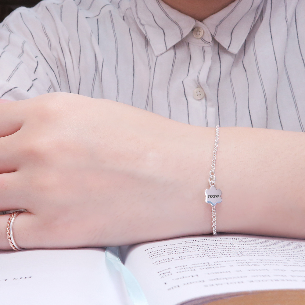 小小花兒 垂墜款 925純客製化刻字手鍊