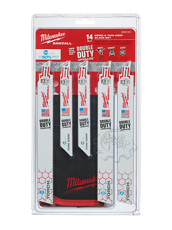 ＊中崙五金【缺貨中】Milwaukee 美沃奇 14片軍刀鋸片組49-22-1131 鐵工鋸片 附帆布摺疊包