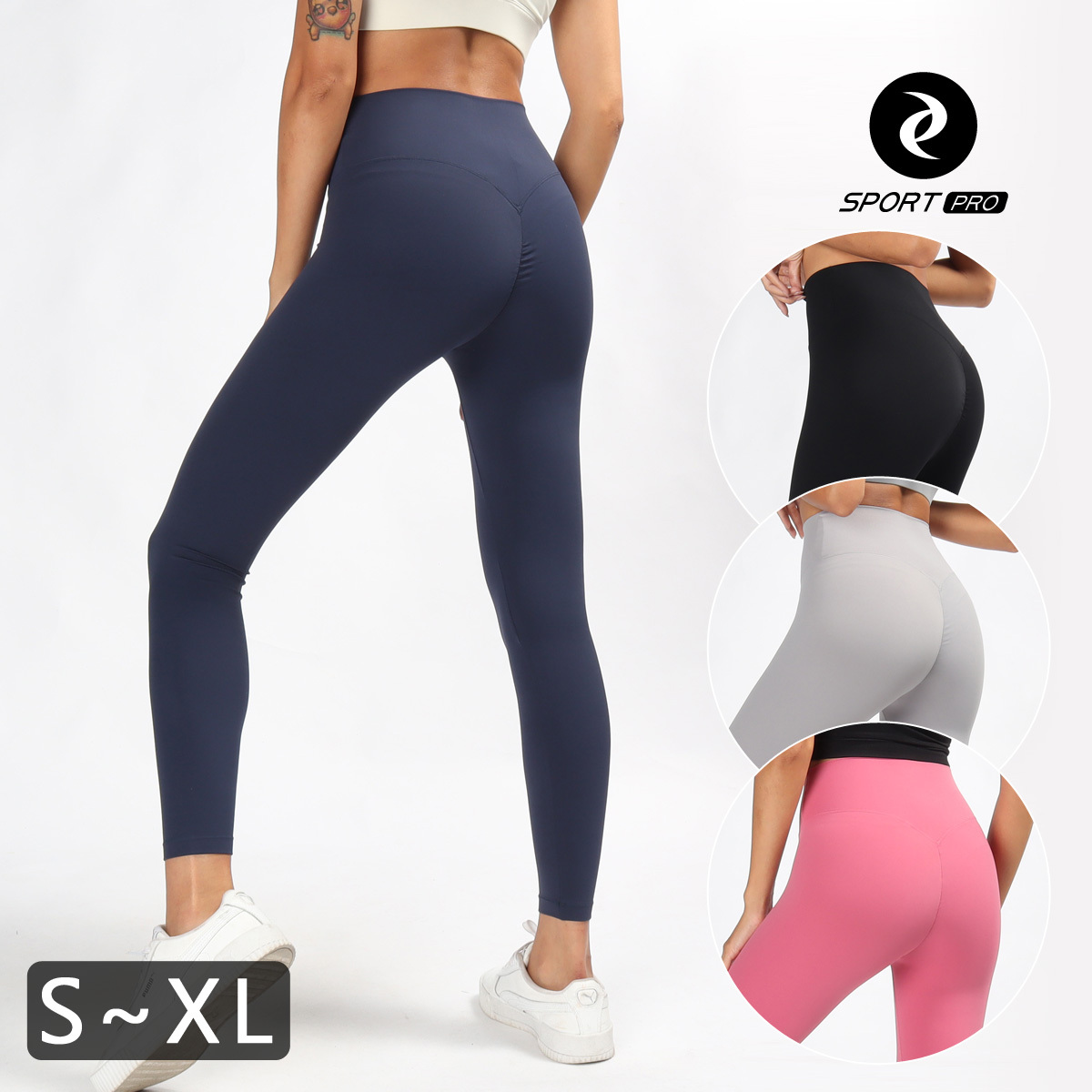 高腰顯臀無尷尬線裸感九分瑜珈/運動/緊身機能褲*