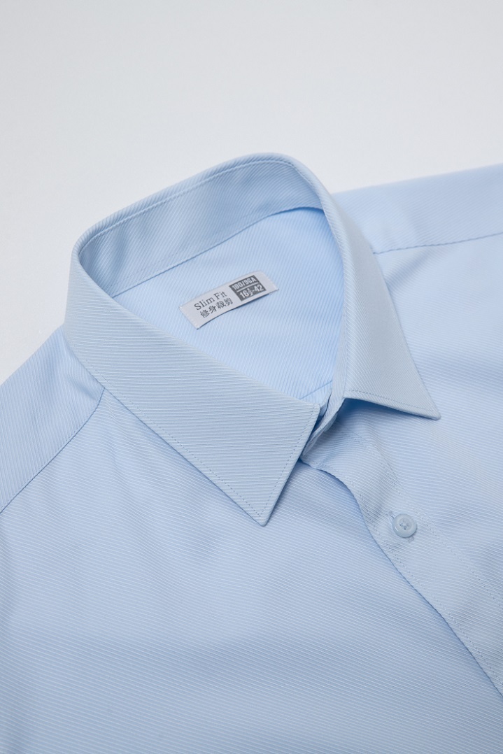 淺藍斜紋修身襯衫 -領子示意圖