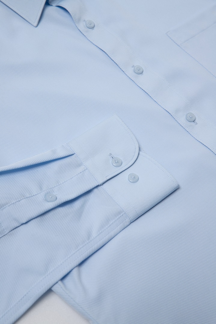 淺藍斜紋修身襯衫 -袖子示意圖
