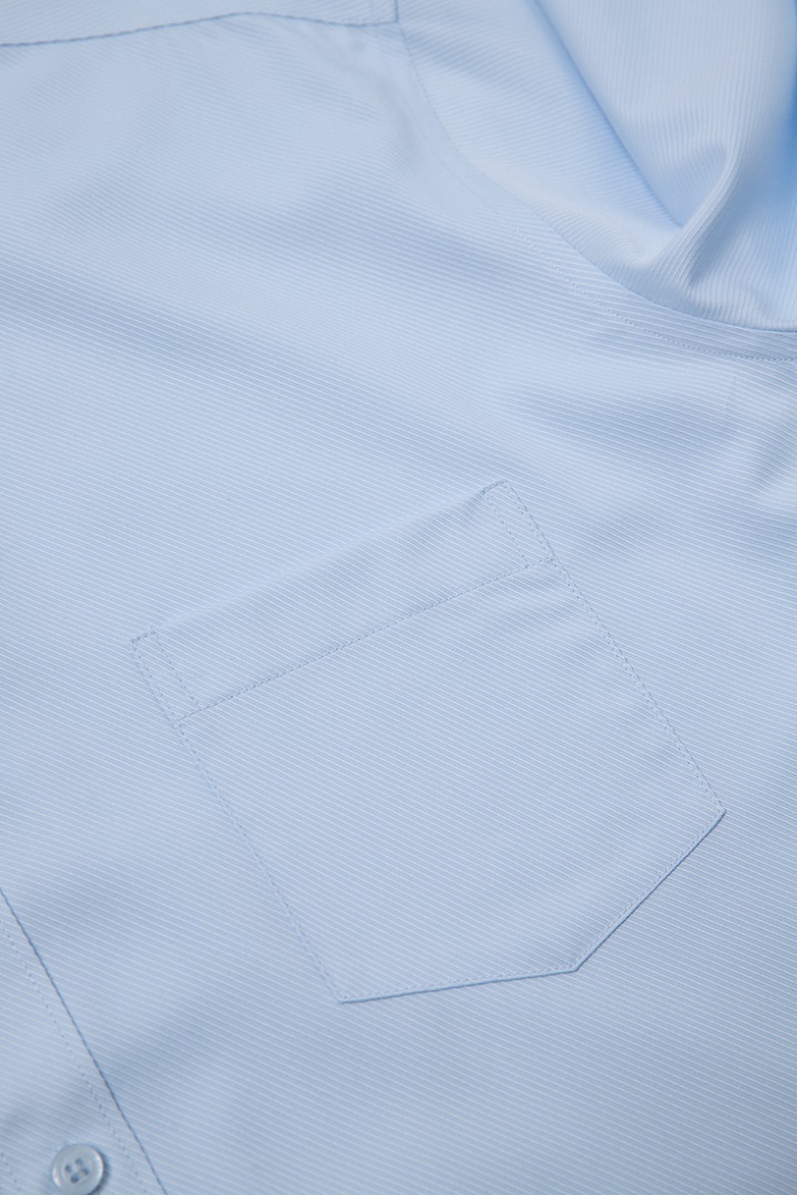 淺藍斜紋修身襯衫 -口袋示意圖