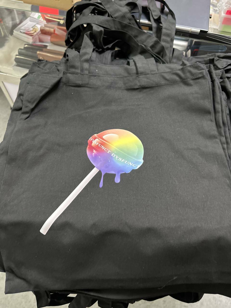 [S] DYSFUNCT RAINBOW LOLLIPOP TOTE BAG,BLACK, SDY43 (SDY43)