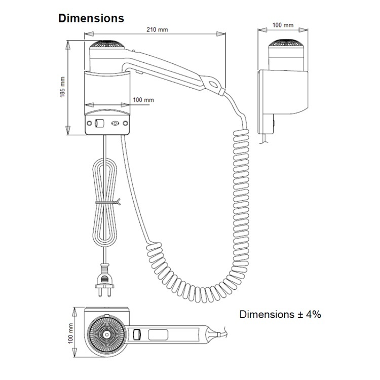 Mediclinics SC0020 wall mounting hair dryer
