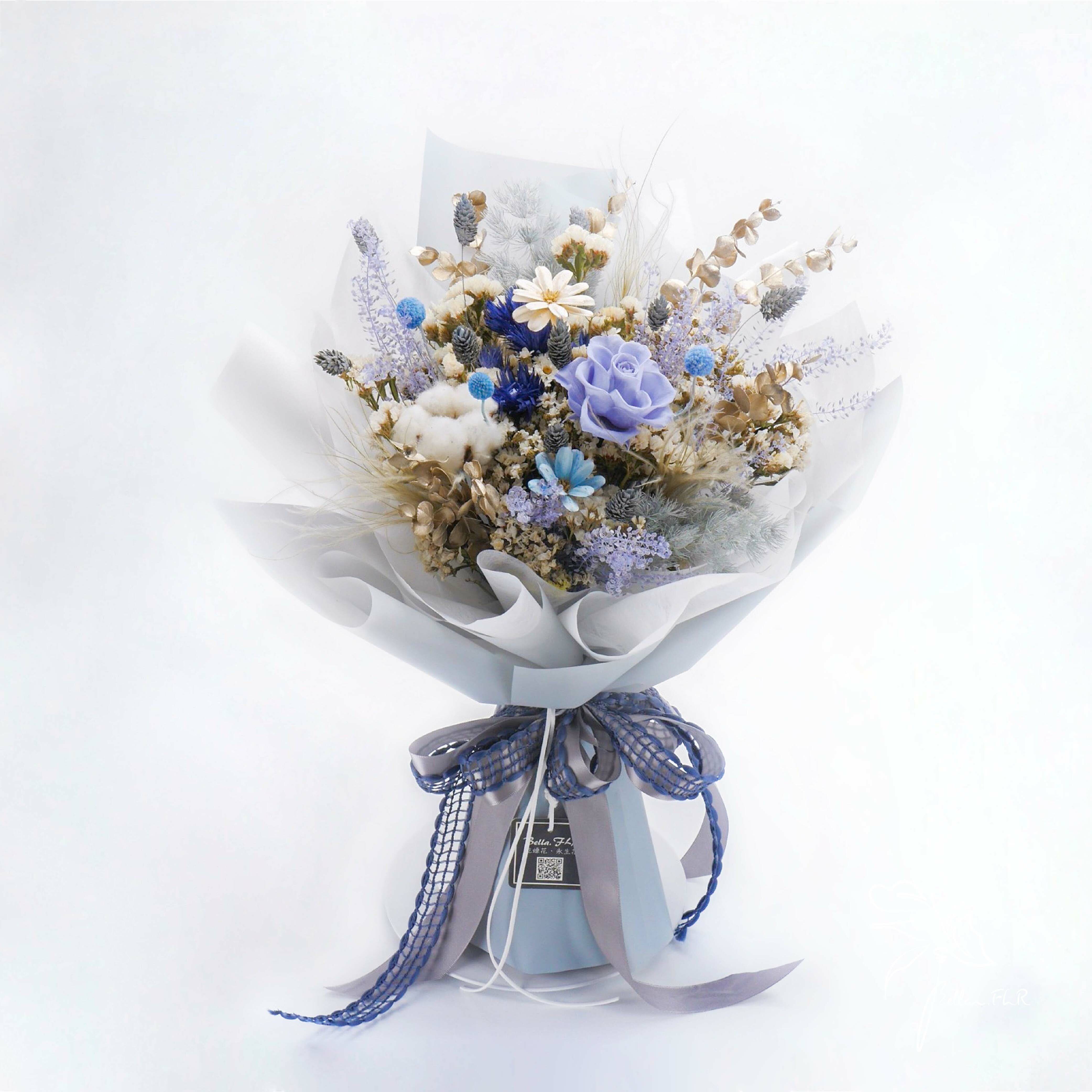 【白色戀曲】中型永生乾燥花束