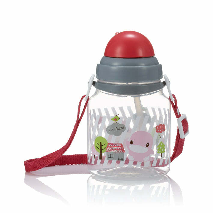 KUKU 彈跳吸管水壺-紅色