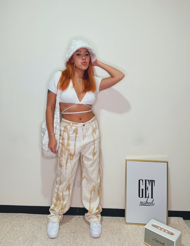 美式手刷感寬褲