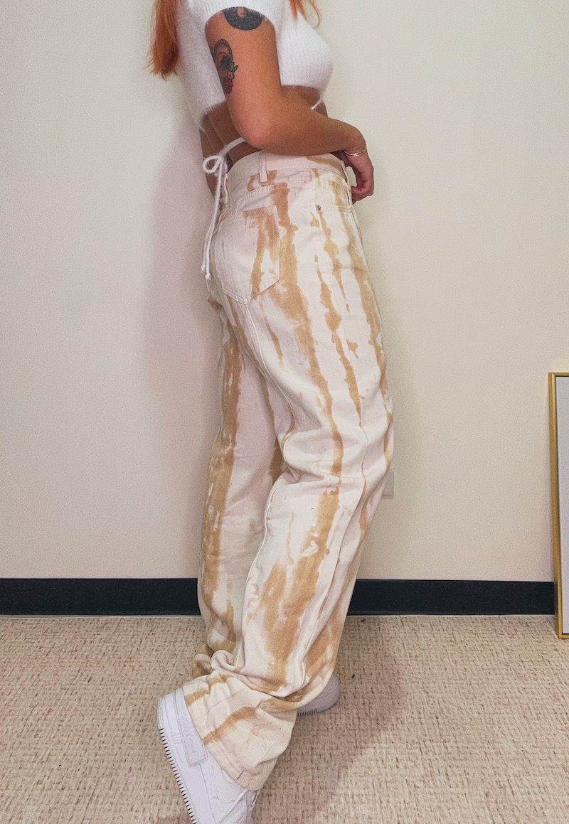 美式手刷感寬褲