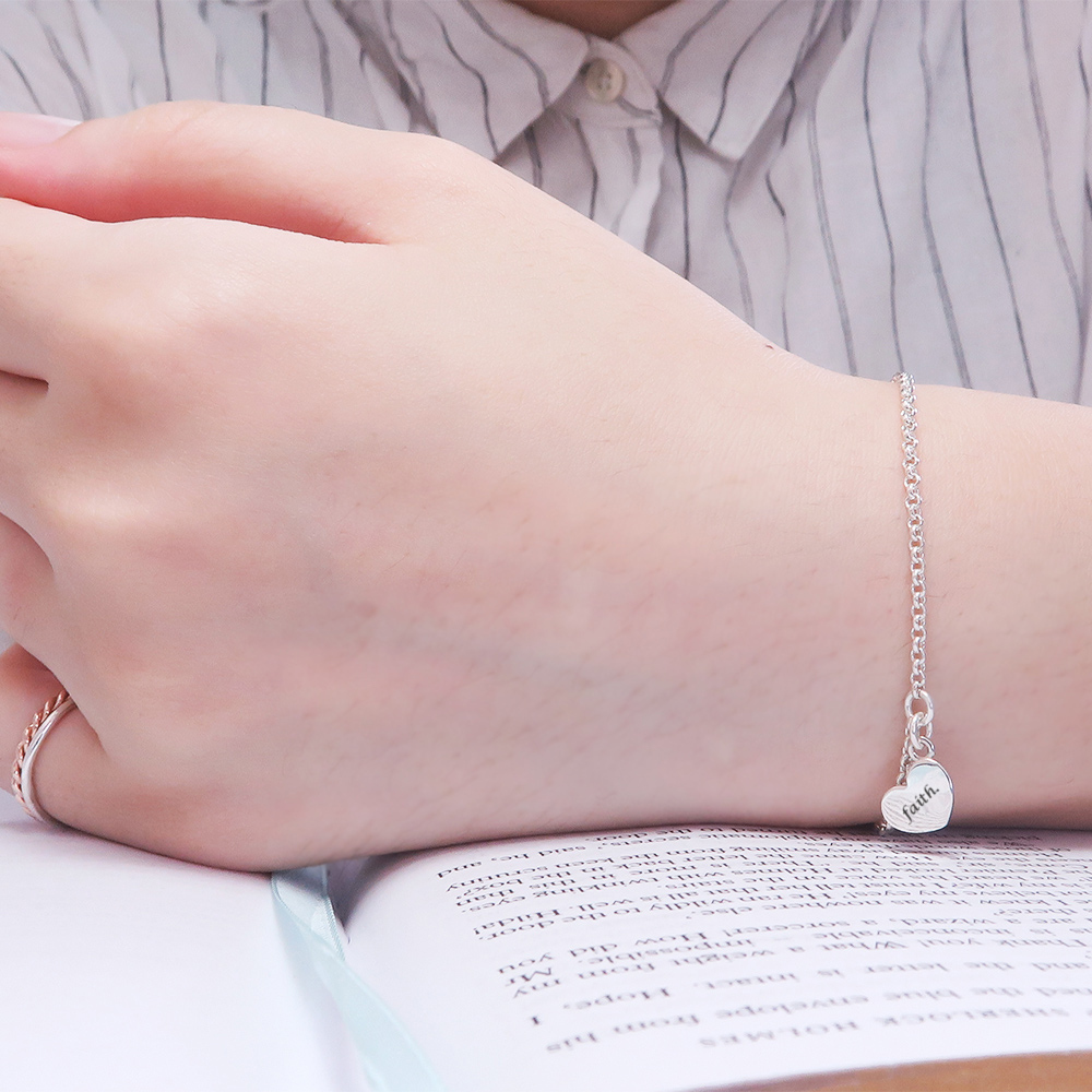 赤誠之心 垂墜款 客製化刻字 925純銀女生手鍊