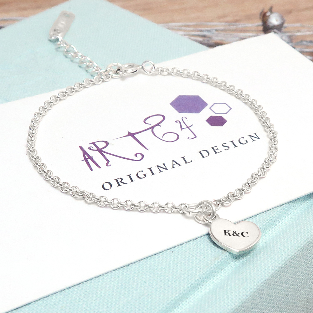 赤誠之心 垂墜款 客製化刻字 925純銀女生手鍊