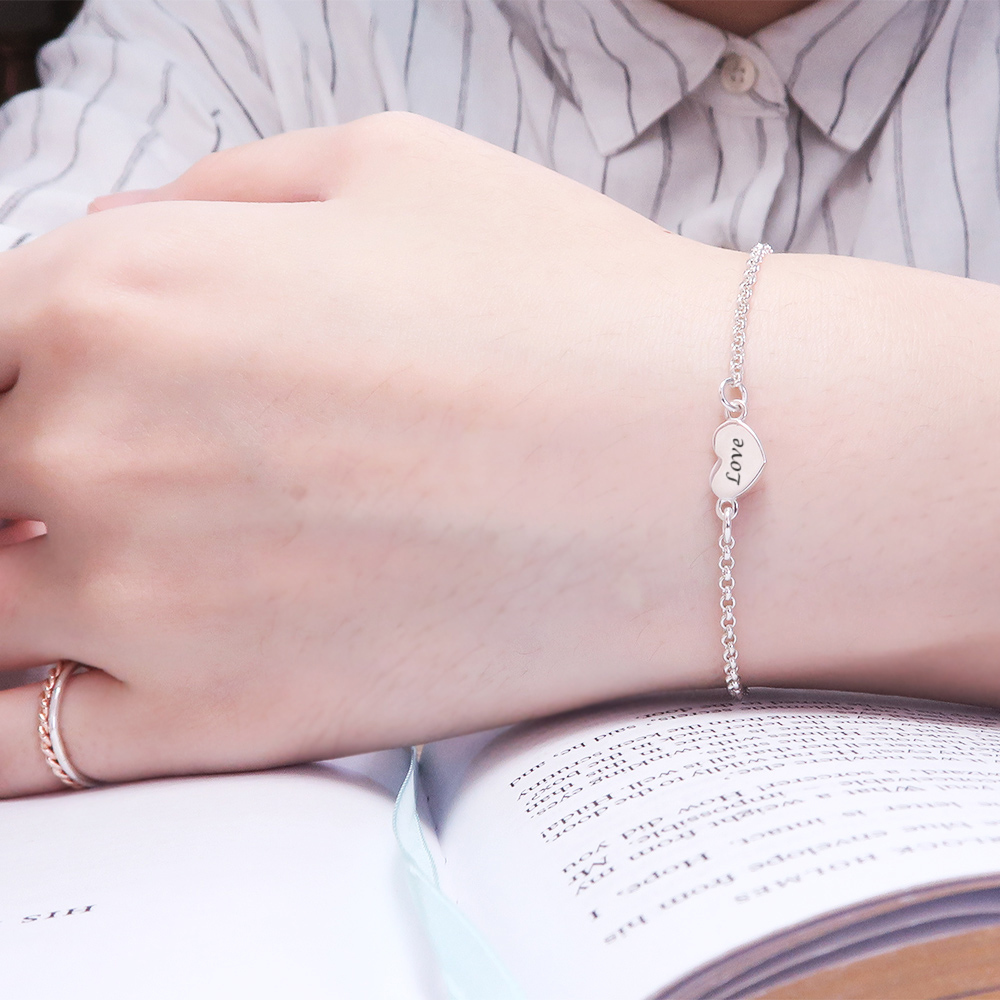 赤誠之心 雙圈款 客製化刻字 925純銀女生手鍊