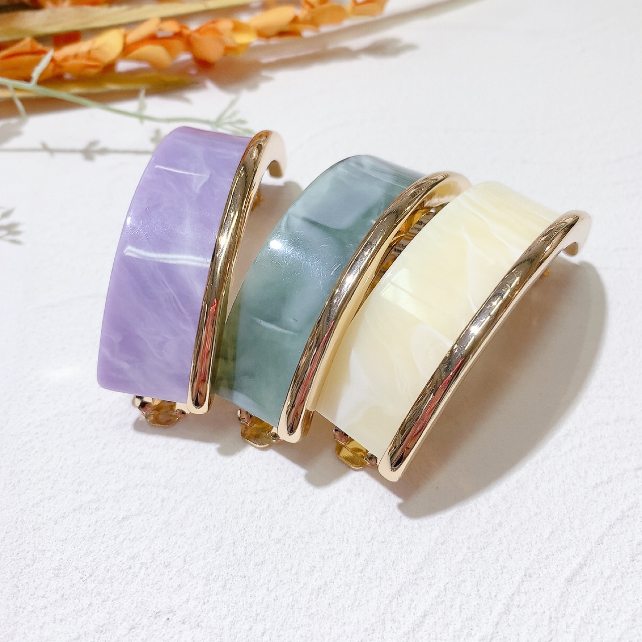 大理紋粗彈弓髮夾