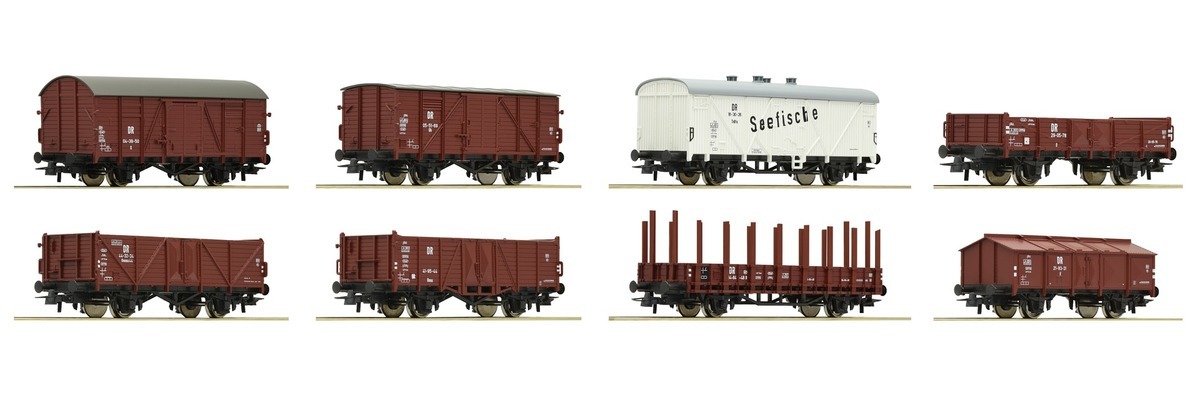 Roco 67127 HO scale, 8 piece set: Goods wagons, DR