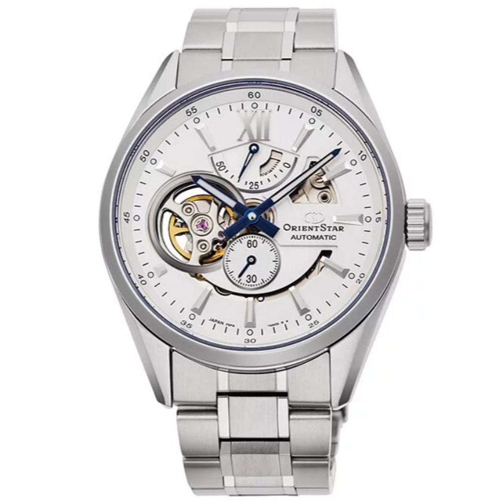 萬年鐘錶 - 東方錶  ORIENT STAR  東方之星 Open Heart 系列白面質感機械男錶  RE-AV0113S  錶徑41MM