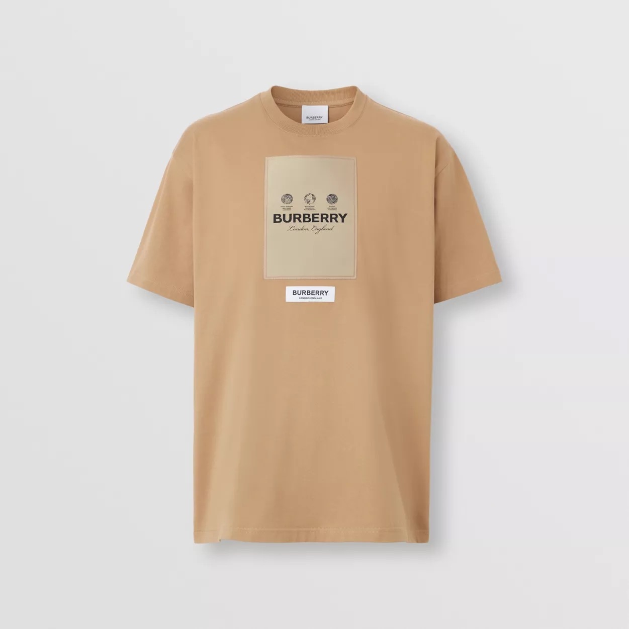 Burberry 爆款貼布棉質寬鬆短袖 卡其