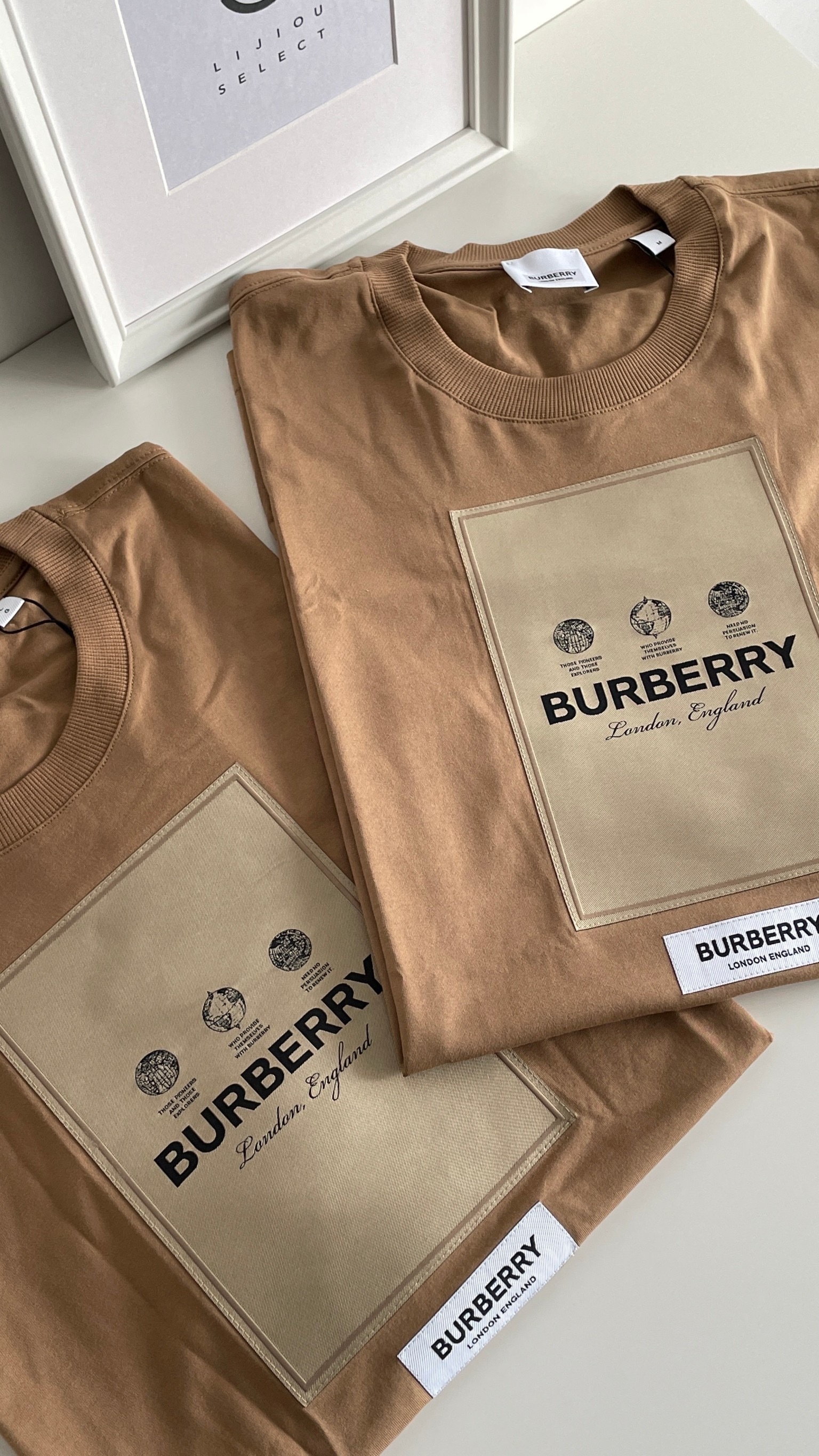Burberry 爆款貼布棉質寬鬆短袖 卡其