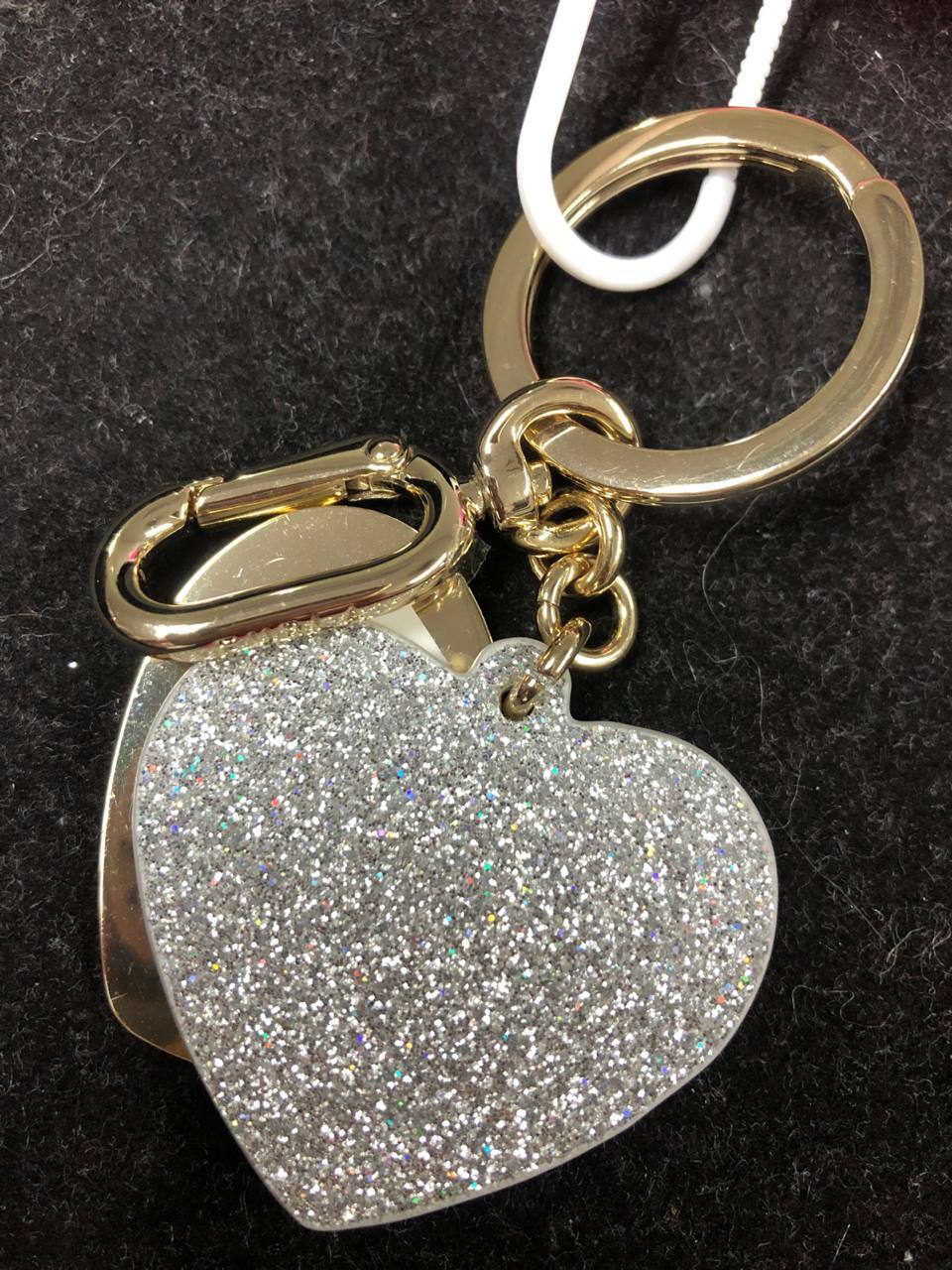 [S] FURLA DOUBLE HEART SLIVER KEY CHAIN,SILVER, SF88 (SF88)