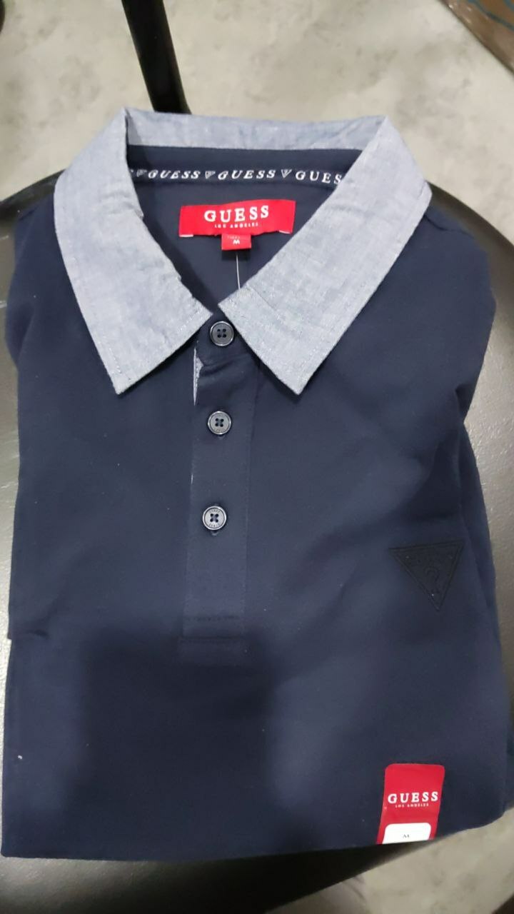 [S] GUESS STEEL SEQUIN PARKER SOLID POLO,BLACKENED BLUE, X2GP01KB5A0-BLACKENED BLUE [FINAL SALE] (SGU217)