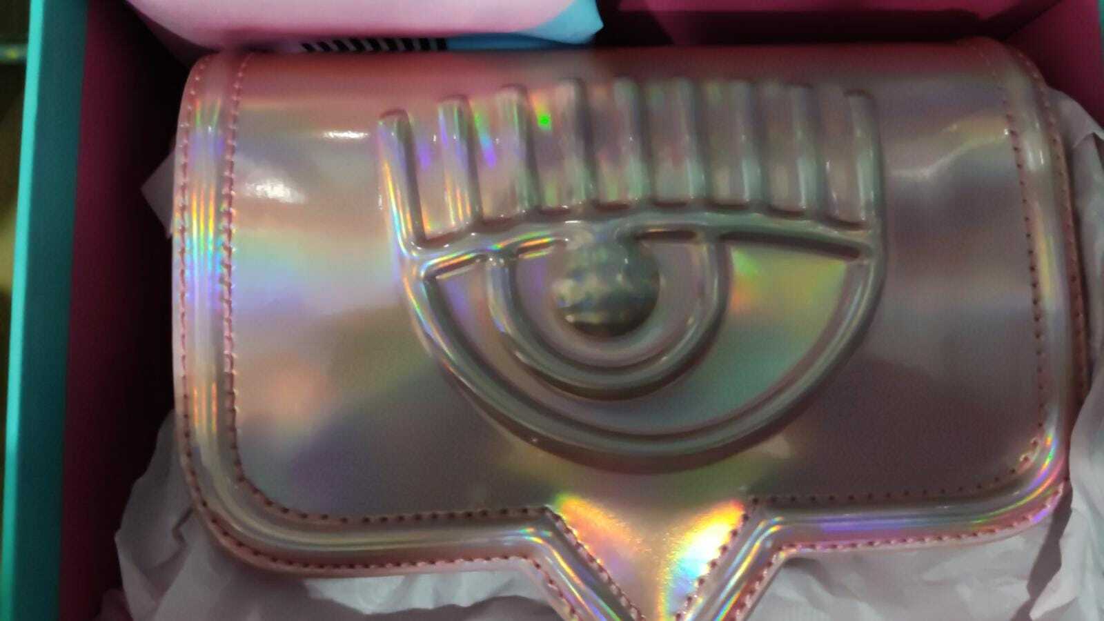 [S] CHIARA FERRAGNI ZS519439 EYELIKE MIRROR SMALL PINK CROSSBODY BAG,PINK, 8052672296900 [FINAL SALE] (SCF136)