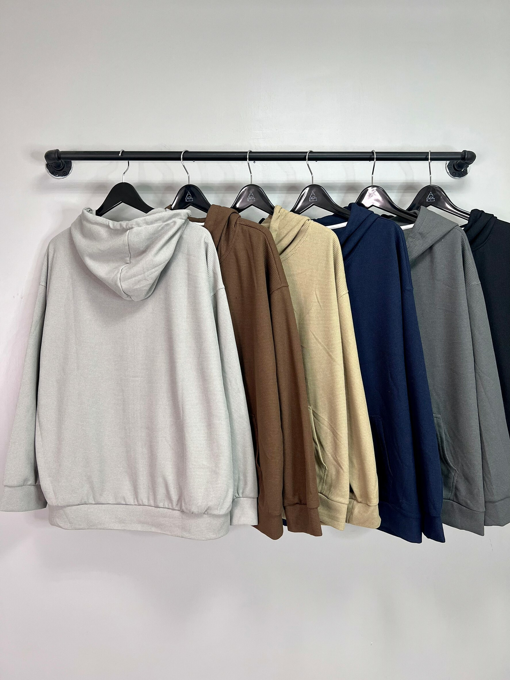 華夫格紋 寬鬆 素色 連帽外套