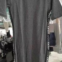 [S] DKNY CREWNECK T-SHIRT DRESS WITH FLIP LOGO TAPING,GREY, DP1D4481-B4R [FINAL SALE] (SD275)
