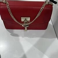 [S] DKNY ELISSA PEBBLED LEATHER SHOULDER BAG,RED, 802892718892 (SD282)