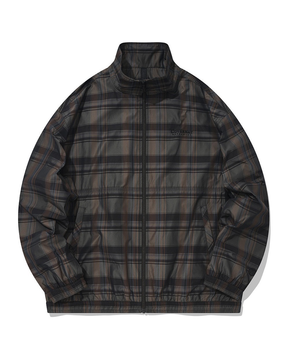 COVERNAT 格紋運動夾克 外套 棕色