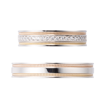 TANZO PT950鉑金及18K玫瑰金&黃金天然鑽石結婚戒指