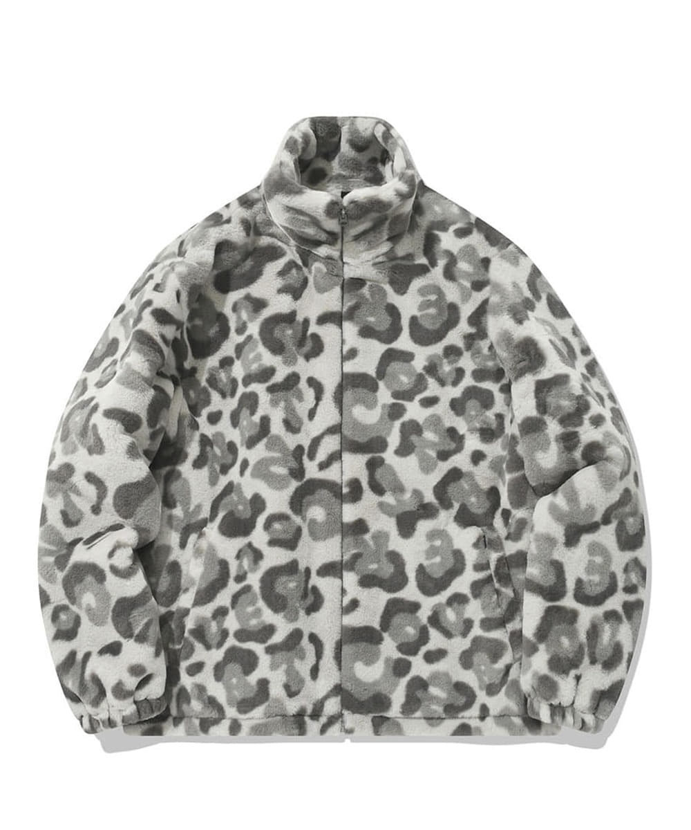 COVERNAT 豹紋拉鍊夾克 外套 灰色