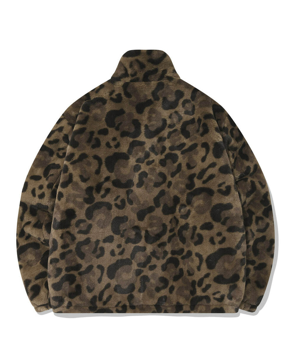 COVERNAT 豹紋拉鍊夾克 外套 棕色