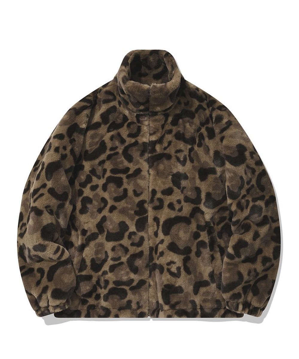 COVERNAT 豹紋拉鍊夾克 外套 棕色